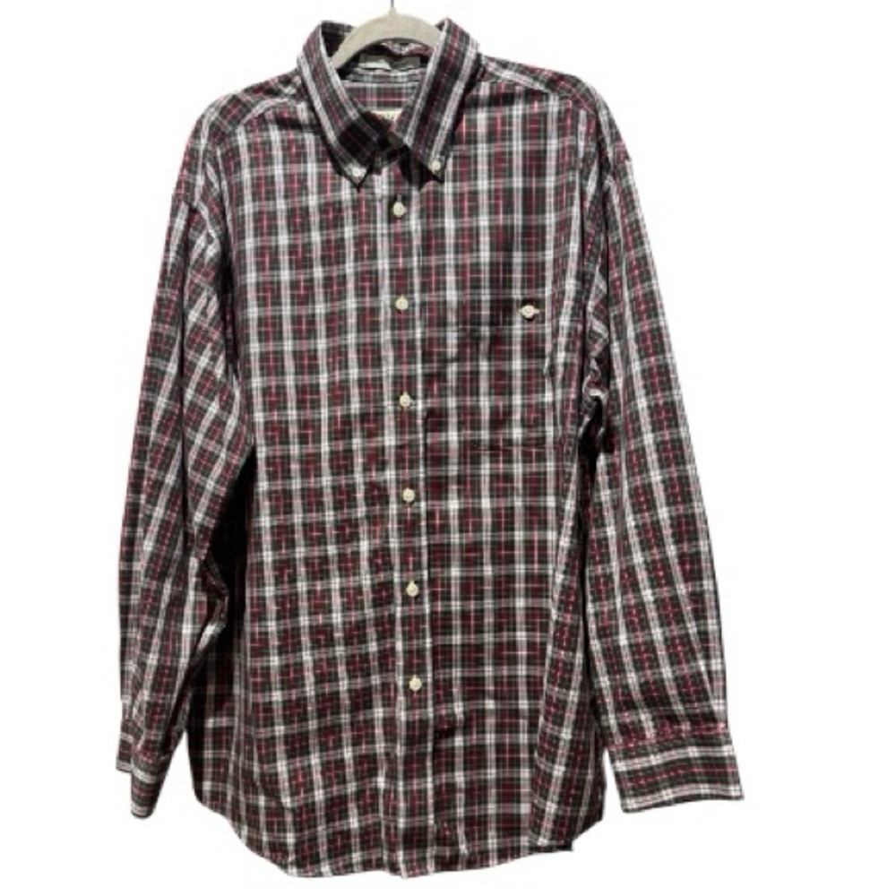 Orvis Red and Green Plaid Button-Up Shirt Size XL Work Office Classic Western